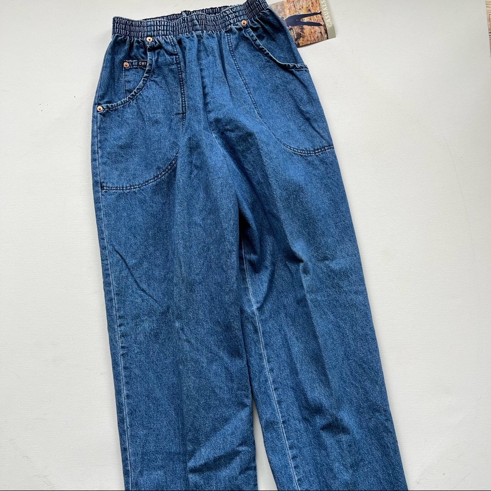 Vintage Chic Elastic Waist High Rise Flat-Back Mom Jeans size 10